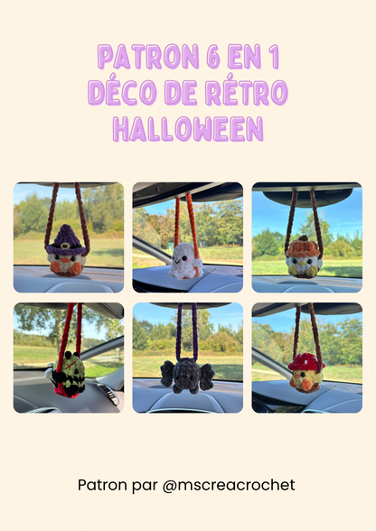 Patron 6 en 1 : décorations de rétroviseur Halloween