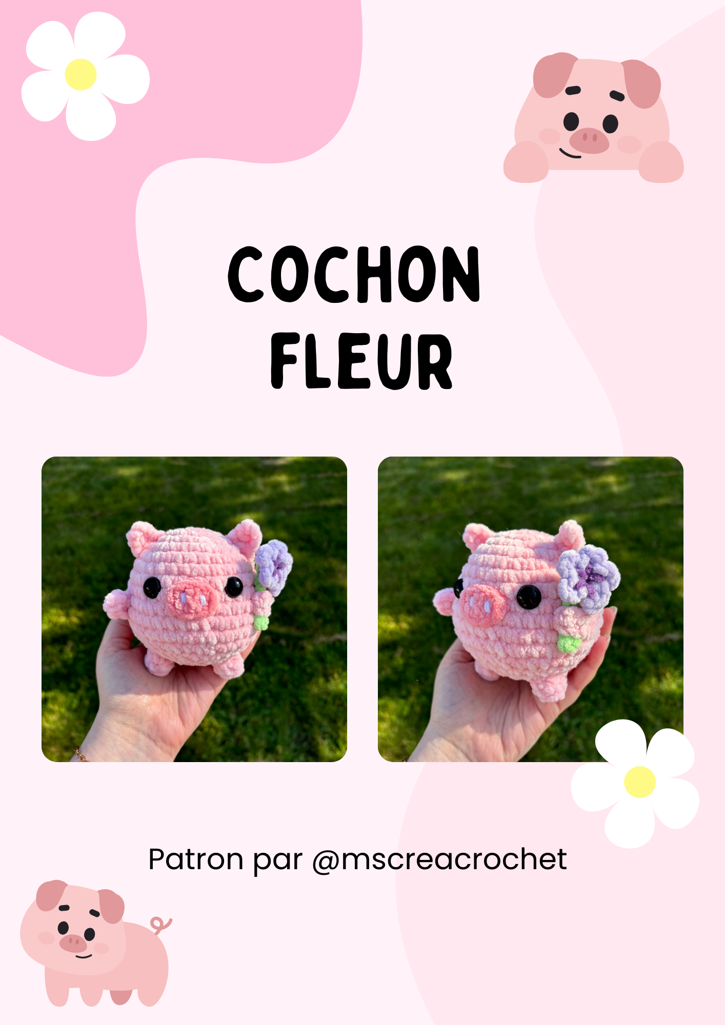 Patron cochon fleur