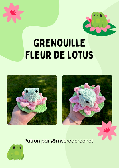 Patron grenouille fleur de lotus