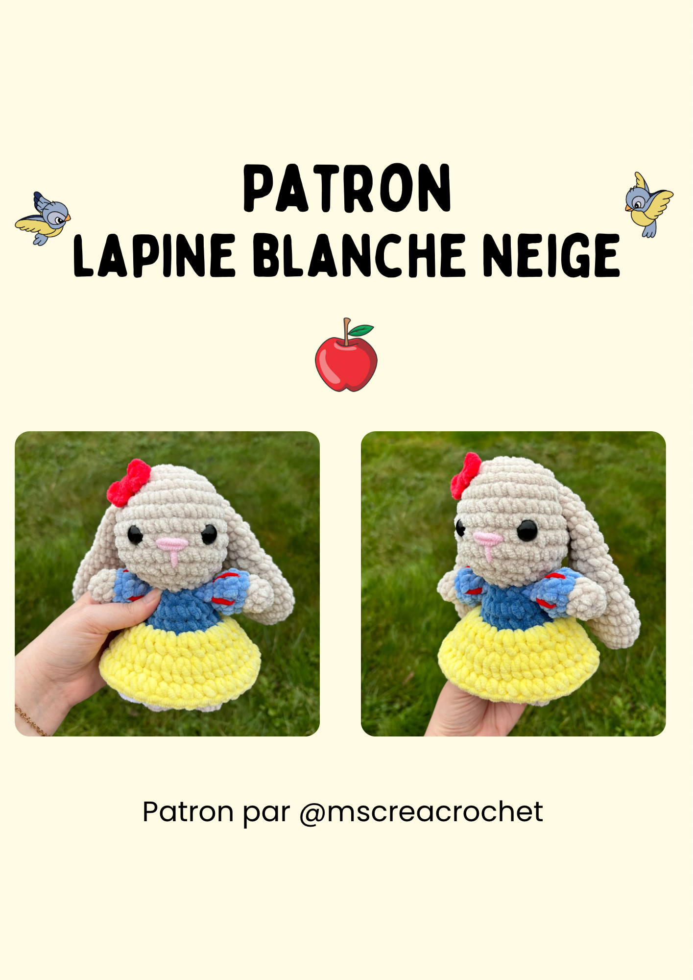 Patron Lapine Blanche Neige 🍎